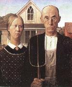 unknow artist grant woods malning american gothic oil painting on canvas